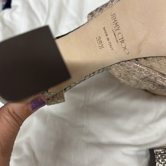 Jimmy Choo Heloise 120 Snake-Embossed Leather Platform Sandal 39.5 - Picture 11 of 13